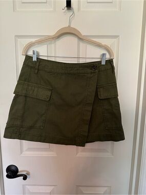 Universal Thread Olive Cargo Wrap Mini Skirt